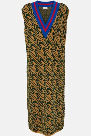 DRIES VAN NOTEN Vestido midi en intarsia