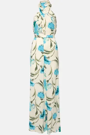 Diane von Furstenberg Mono Cort floral con cuello halter