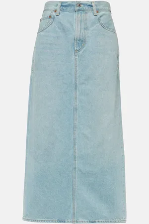 Citizens of Humanity Falda midi Verona de denim de tiro medio