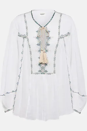 Marant Etoile Top Silekiage de algodón bordado