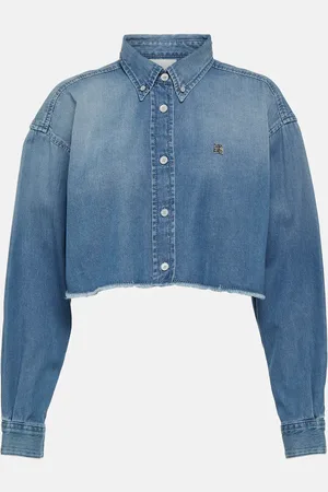 Givenchy Camisa cropped 4G de denim