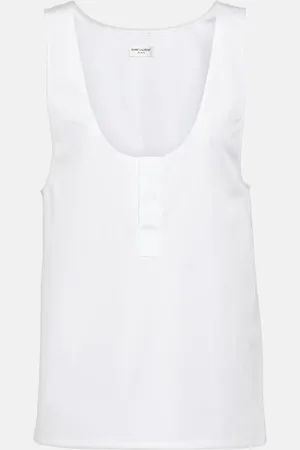 Saint Laurent Tank top de popelín de algodón