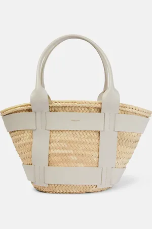 DeMellier Tote Santorini de paja con piel