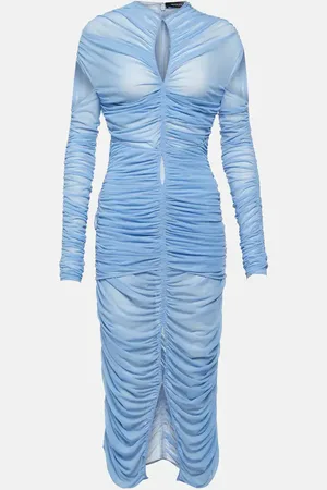 MUGLER Vestido midi de malla con aberturas