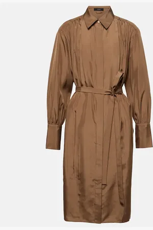 Joseph Vestido camisero Danton de seda plisado