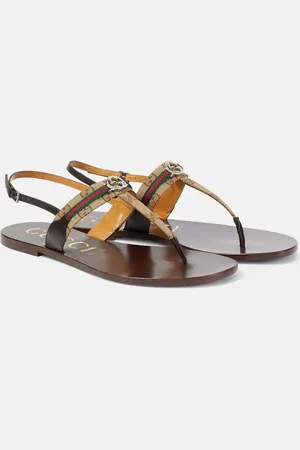 Gucci Sandalias de piel con GG y Web