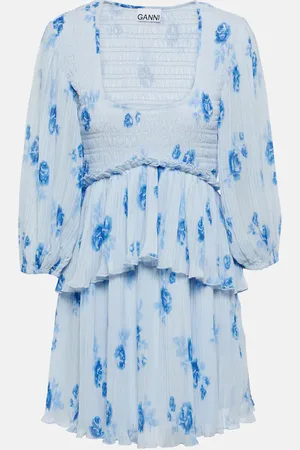 Ganni Vestido corto de georgette floral