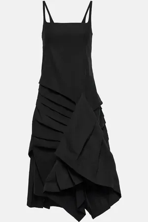 DRIES VAN NOTEN Vestido midi drapeado de lino y algodón