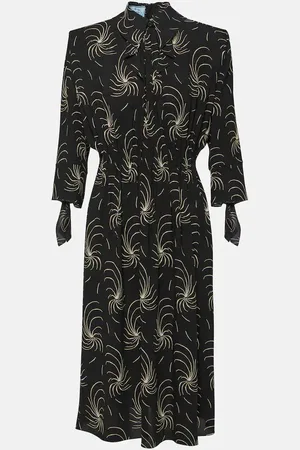 Prada Vestido camisero fruncido estampado