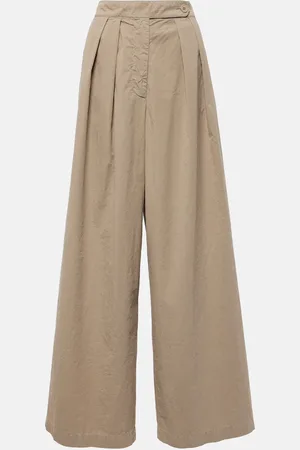 DRIES VAN NOTEN Pantalones anchos de algodón plisados