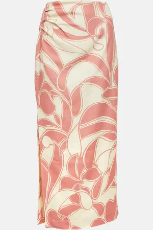 SIR Falda larga Belletto de lino estampada
