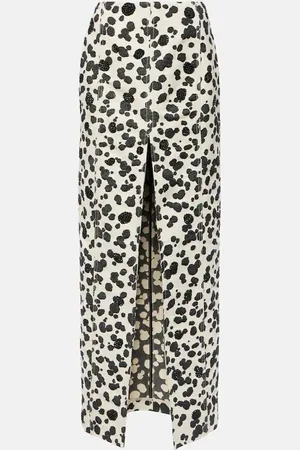 AREA Falda larga Dalmatian de denim con abertura