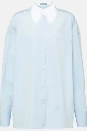 Prada Camisa de popelín de algodón con flecos