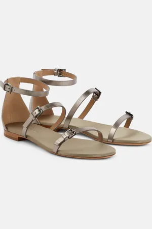 Max Mara Sandalias de piel metalizada