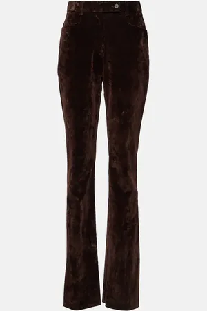 Salvatore Ferragamo Pantalones slim de terciopelo de tiro alto