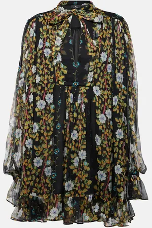 Etro Vestido corto de crepón de seda floral