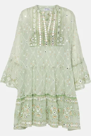 Juliet Dunn Vestido corto de algodón bordado