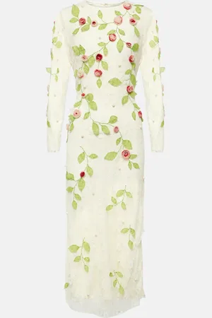 Markarian Vestido midi Avelina de algodón bordado