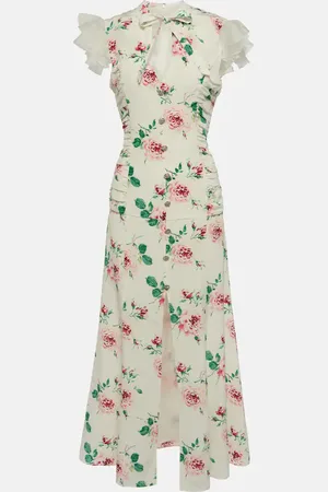 Alessandra Rich Vestido midi de seda floral