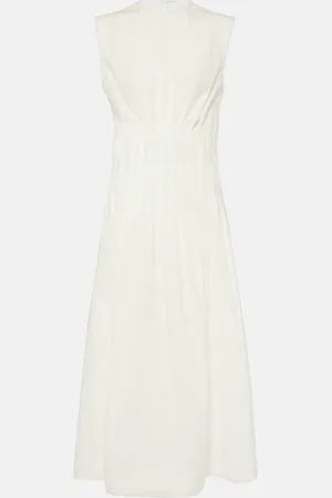 Khaite Vestido largo Wes de popelín de algodón plisado