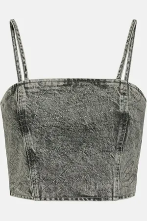 ROTATE Crop top de denim adornado