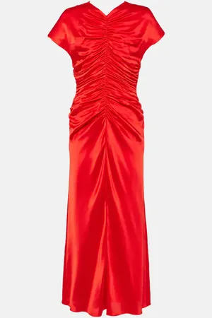 TOVE Vestido midi Aubree de seda fruncido