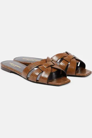Saint Laurent Sandalias Tribute de piel grabada