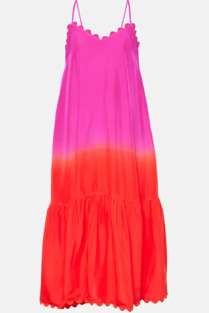 Juliet Dunn Vestido midi de seda degradado