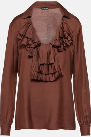 Tom Ford Blusa de sarga con volantes