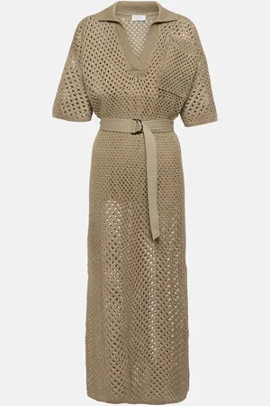 Brunello Cucinelli Vestido calado de algodón