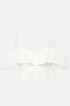 Isabel Marant Crop top Eliani de ramio con volantes