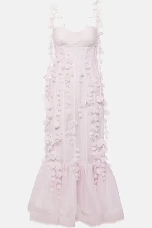 ZIMMERMANN Vestido de fiesta de lino y seda con apliques