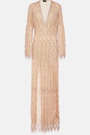 Tom Ford Vestido de fiesta de lamé con flecos