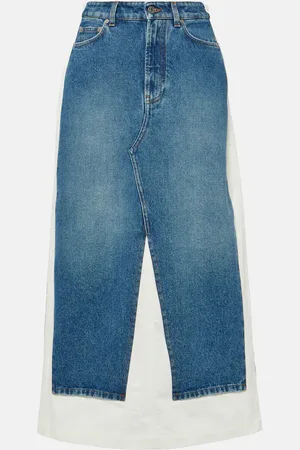 Jean Paul Gaultier Falda larga de denim y algodón