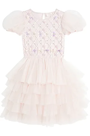 Tutu Du Monde Vestido Floral Lattice de tul adornado