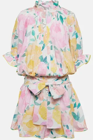 Juliet Dunn Vestido corto de algodón y lino floral