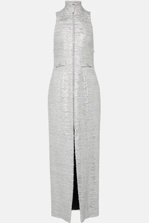 Alessandra Rich Vestido midi de tweed Lurex® con abertura