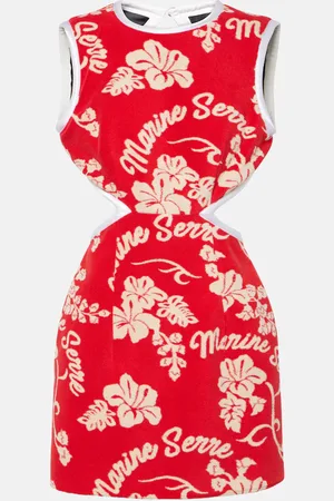 Marine Serre Vestido corto en jacquard floral