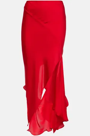 Acne Studios Falda midi deconstruida de seda con abertura