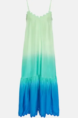 Juliet Dunn Vestido midi de algodón festoneado