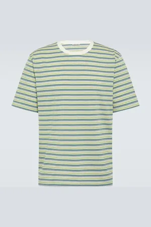 Auralee Camiseta de gasa de algodón a rayas