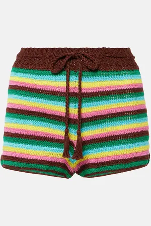 ANNA KOSTUROVA Shorts de croché de algodón a rayas