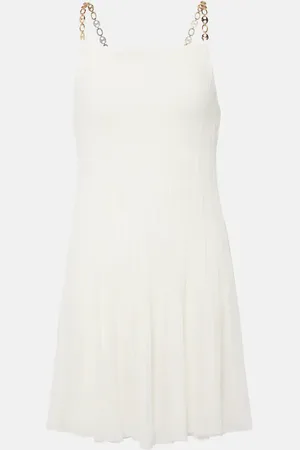 Paco rabanne Vestido corto plisado de mezcla de seda