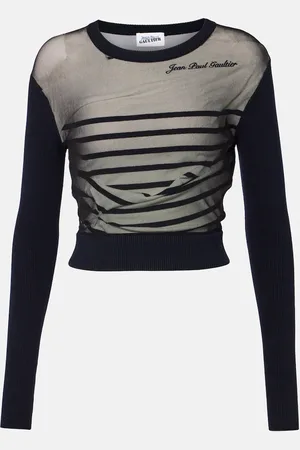 Jean Paul Gaultier Top The Marinière de jersey y tul