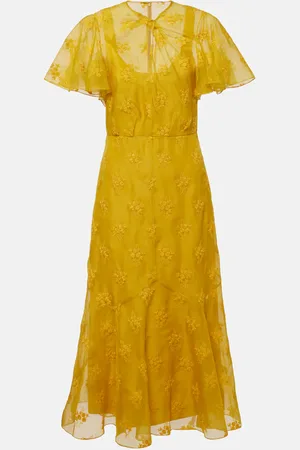 Erdem Vestido midi de organza de seda con apliques