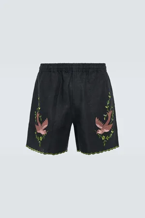 BODE Bermudas Rosefinch de lino bordadas