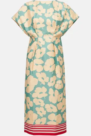 DRIES VAN NOTEN Vestido midi de satén floral