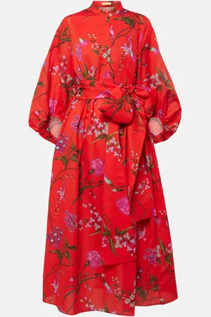 Erdem Vestido midi de algodón y lino con lazada