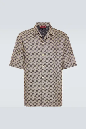 Gucci Camisa bowling de lona GG de mezcla de lino