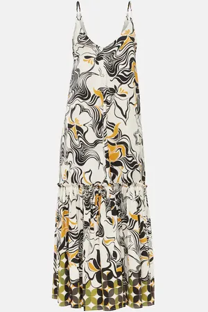 DRIES VAN NOTEN Vestido largo de satén estampado